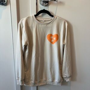 Tennessee Cream Sweatshirt with Orange Heart and Rocky Top Design